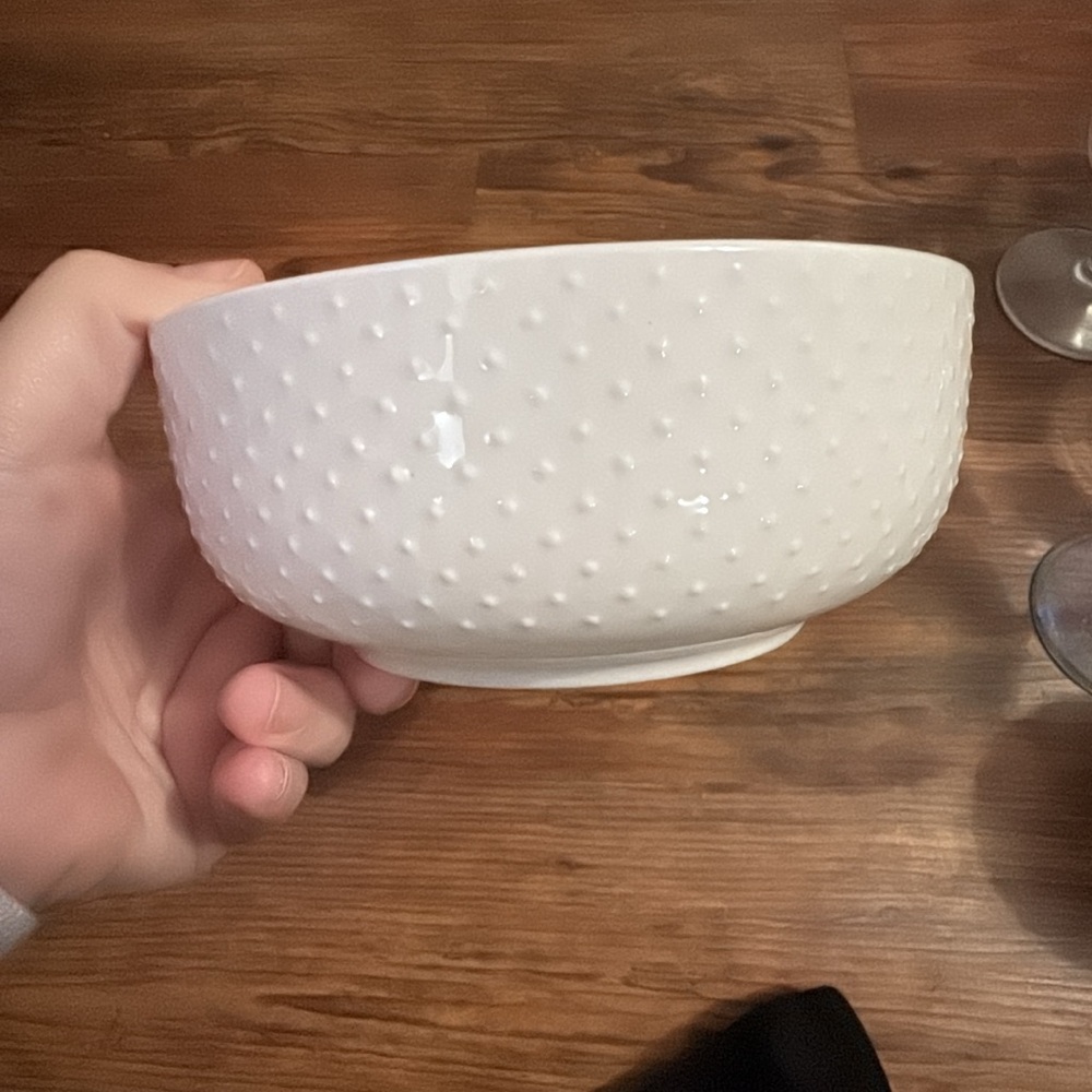 (6) White Textured Ceramic Bowl